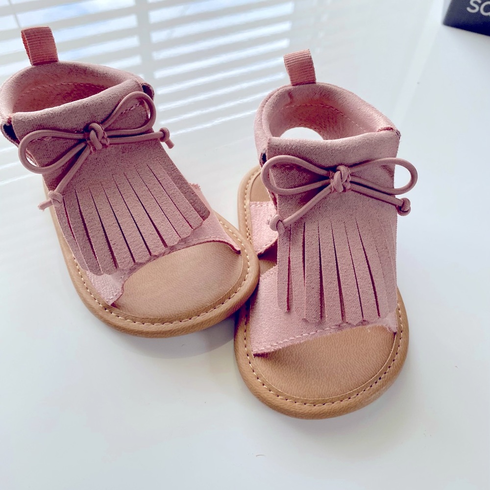 Faux-Suede Fringe Sandals for Baby